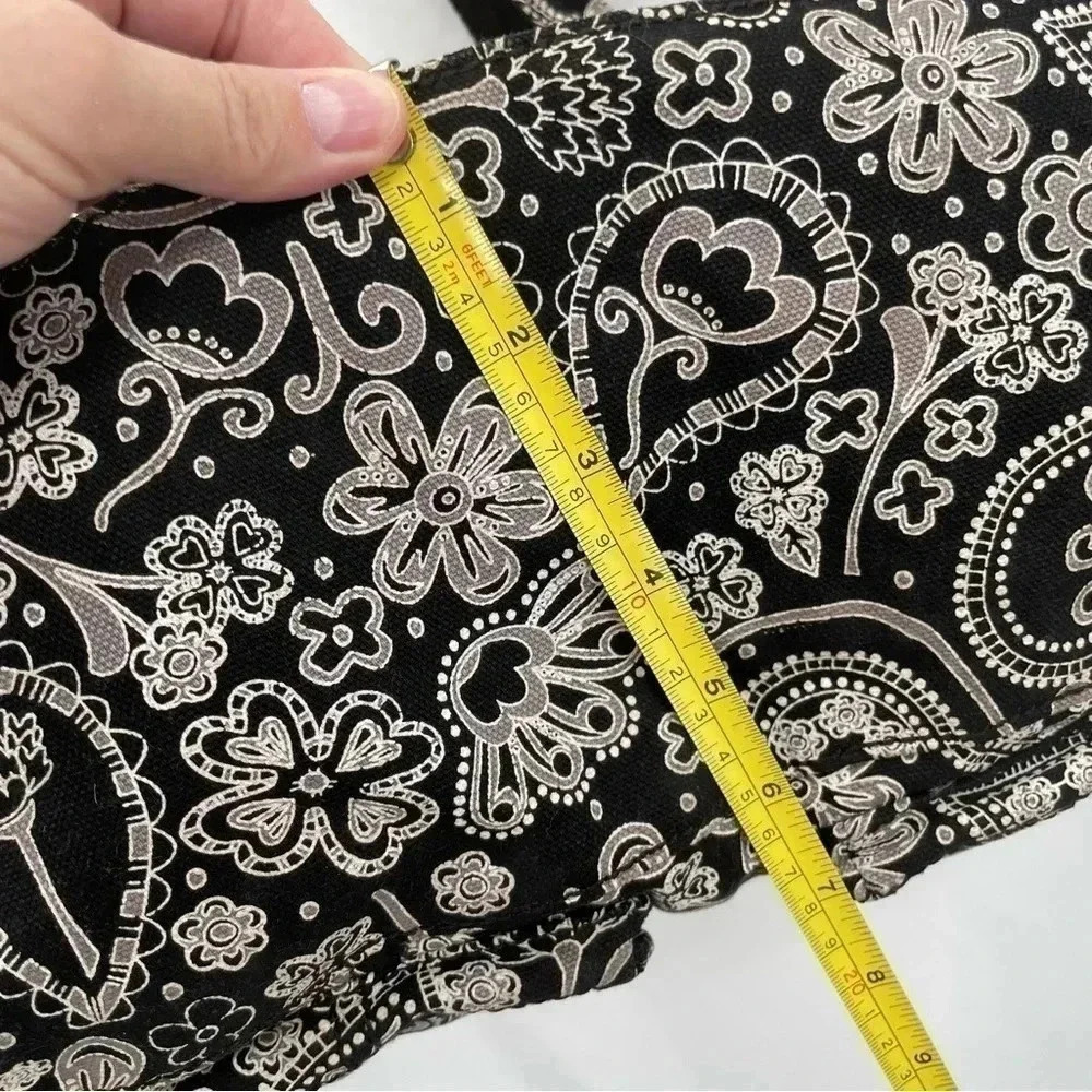 Thirty One Paisley Shoulder Bag Purse Black White Zip Closure Pockets 13”x14” - Picture 16 of 16